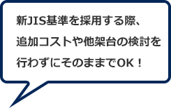 新JIS基準を採用する際、追加コストや他架台の検討を行わずにそのままでOK！